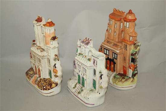 Crimean War Interest: Three Staffordshire pottery models of castles, 18 - 25cm